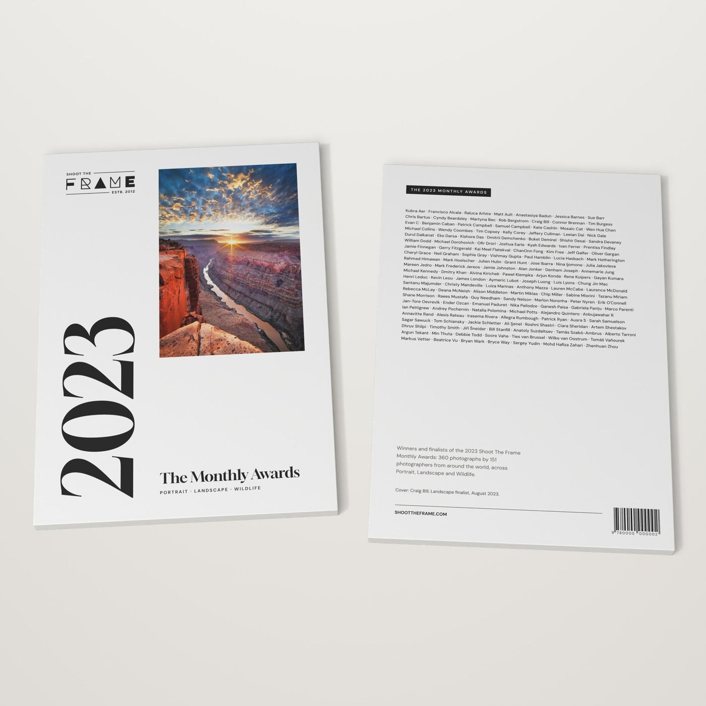 The 2023 Monthly Awards book, front and back covers