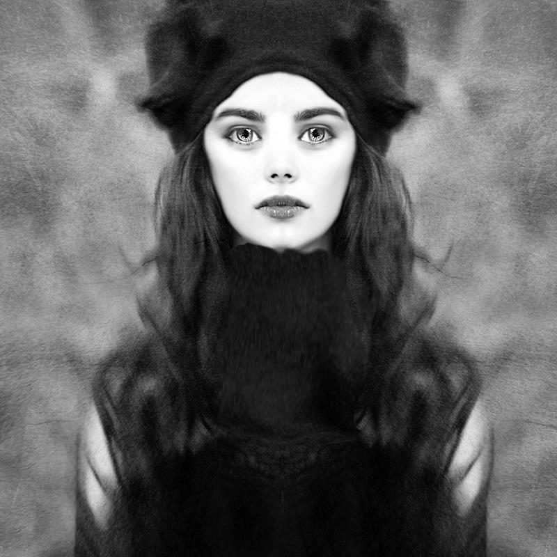 Woman, black, coat. Portrait photograph by Cristina Venedict, finalist in the Shoot The Frame Portrait photography award, November 2012