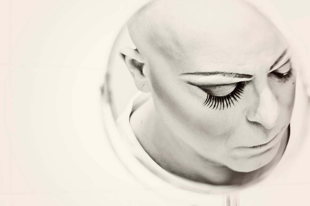 Woman, bald, white, eyelash. Portrait photograph by Hatim Kaghat, finalist in the Shoot The Frame Portrait photography award, November 2012