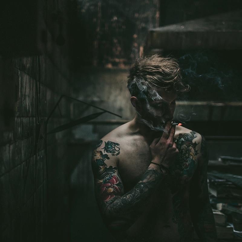 Tattoed, inked, body, man. Portrait photograph by Oli Sansom, finalist in the Shoot The Frame Portrait photography award, November 2012