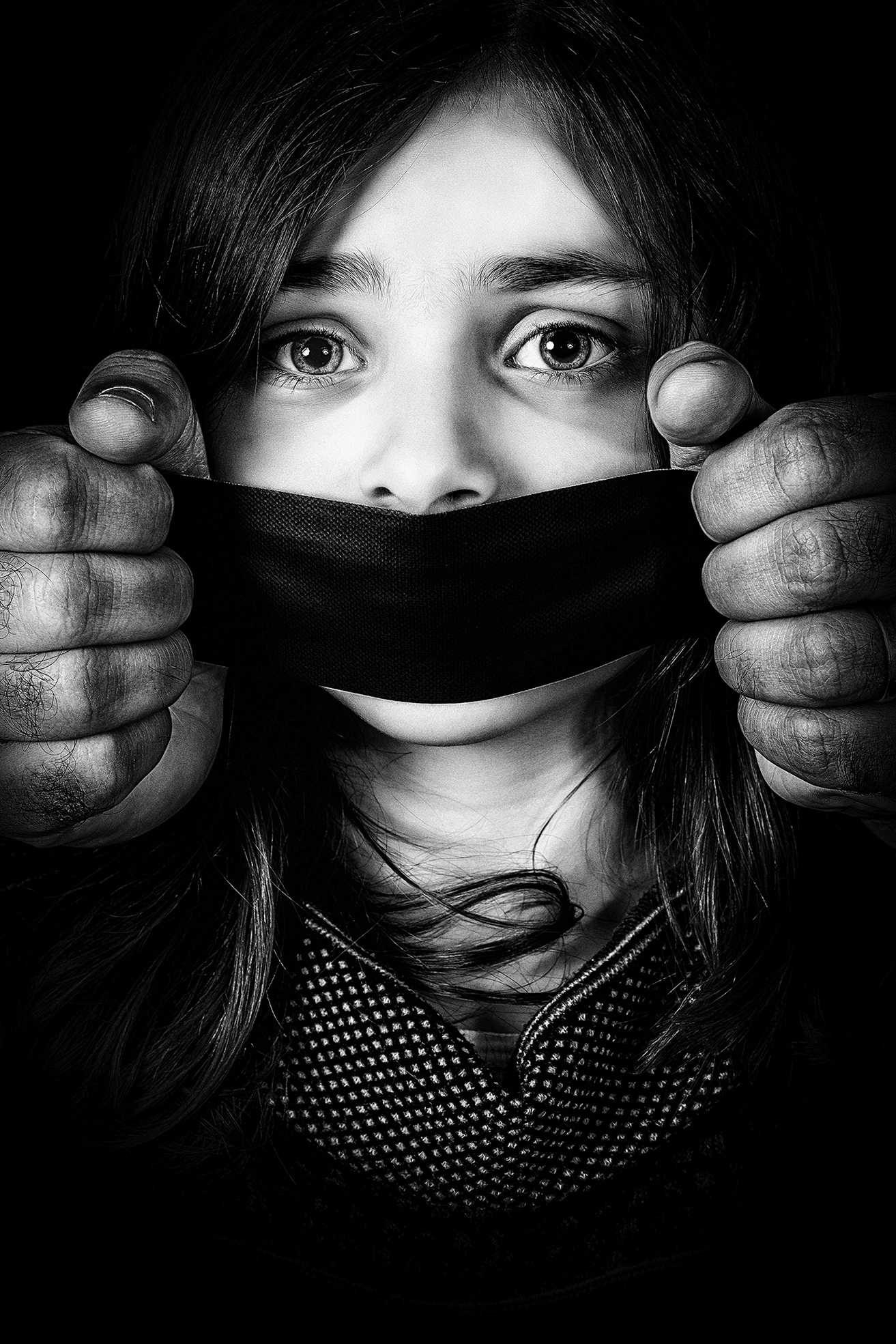Girl, black, hands, mouth. Portrait photograph by Paulo Jorge, finalist in the Shoot The Frame Portrait photography award, August 2014