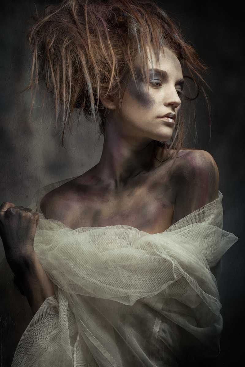 Woman, fashion, black, dirty. Portrait photograph by Michael Schnabl, finalist in the Shoot The Frame Portrait photography award, September 2014
