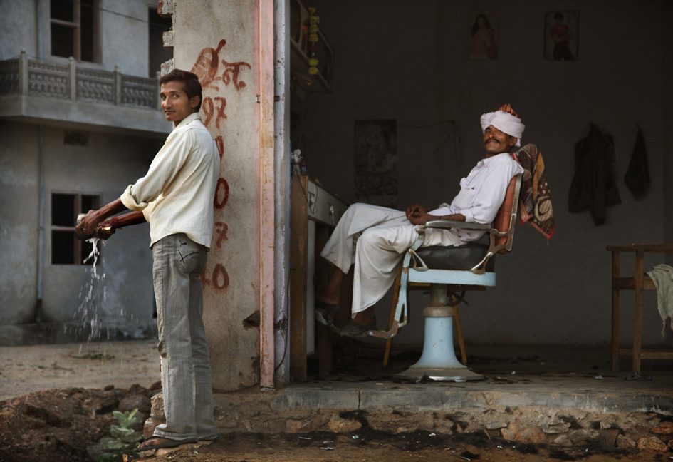 Man, barber, shop, cut. Portrait photograph by Martin Henri Sonderen, finalist in the Shoot The Frame Portrait photography award, October 2014