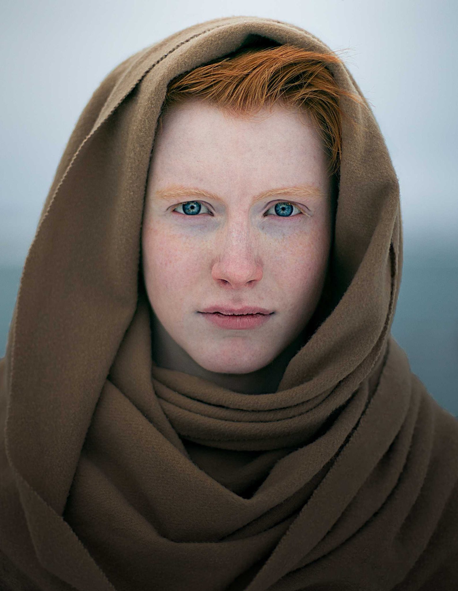 Ash blond, hair, hood, brown. Portrait photograph by Tina Signesdottir Hult, finalist in the Shoot The Frame Portrait photography award, February 2015
