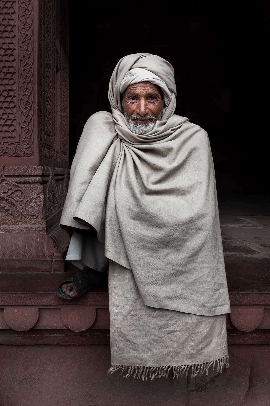 Man, covered, old. Portrait photograph by Kajan Madrasmail, finalist in the Shoot The Frame Portrait photography award, March 2016