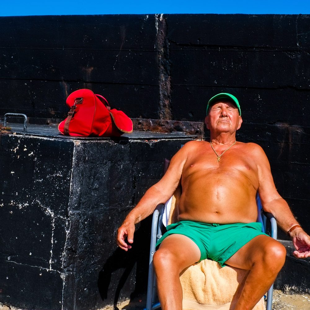 Man, old, sunbathe, rest. Portrait photograph by Marcus Drinkwater, finalist in the Shoot The Frame Portrait photography award, December 2016
