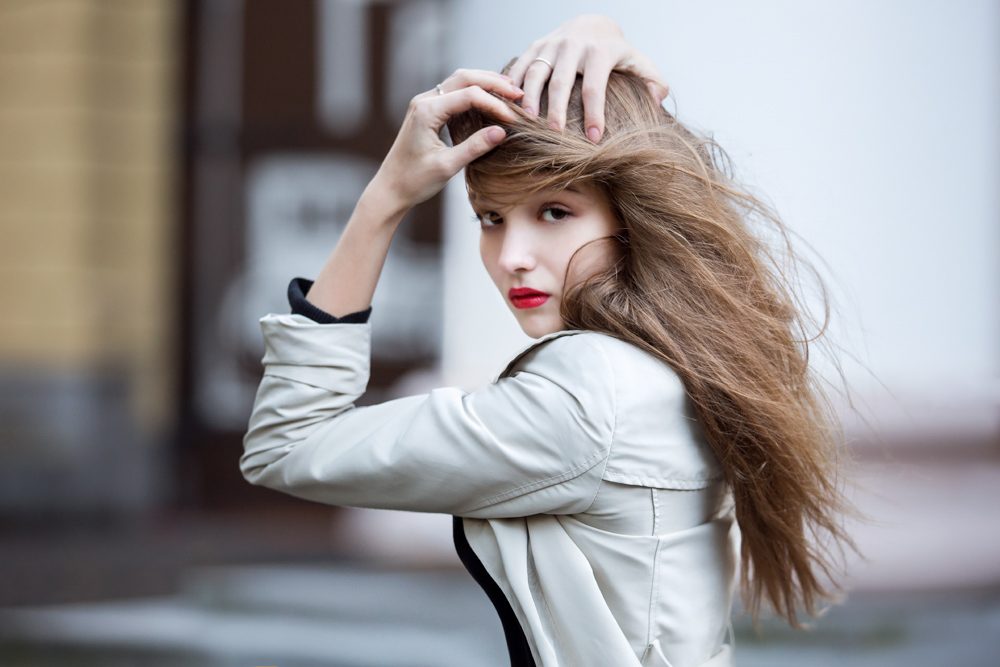 Woman, white, messy hair, red lipstick. Portrait photograph by Polina Shalaeva, finalist in the Shoot The Frame Portrait photography award, December 2016