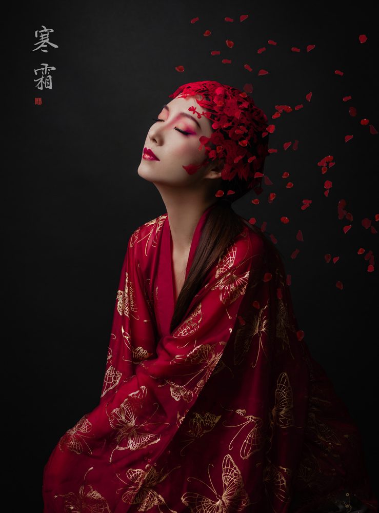 Petals, dress, woman. Portrait photograph by Wendy Jia, finalist in the Shoot The Frame Portrait photography award, October 2018