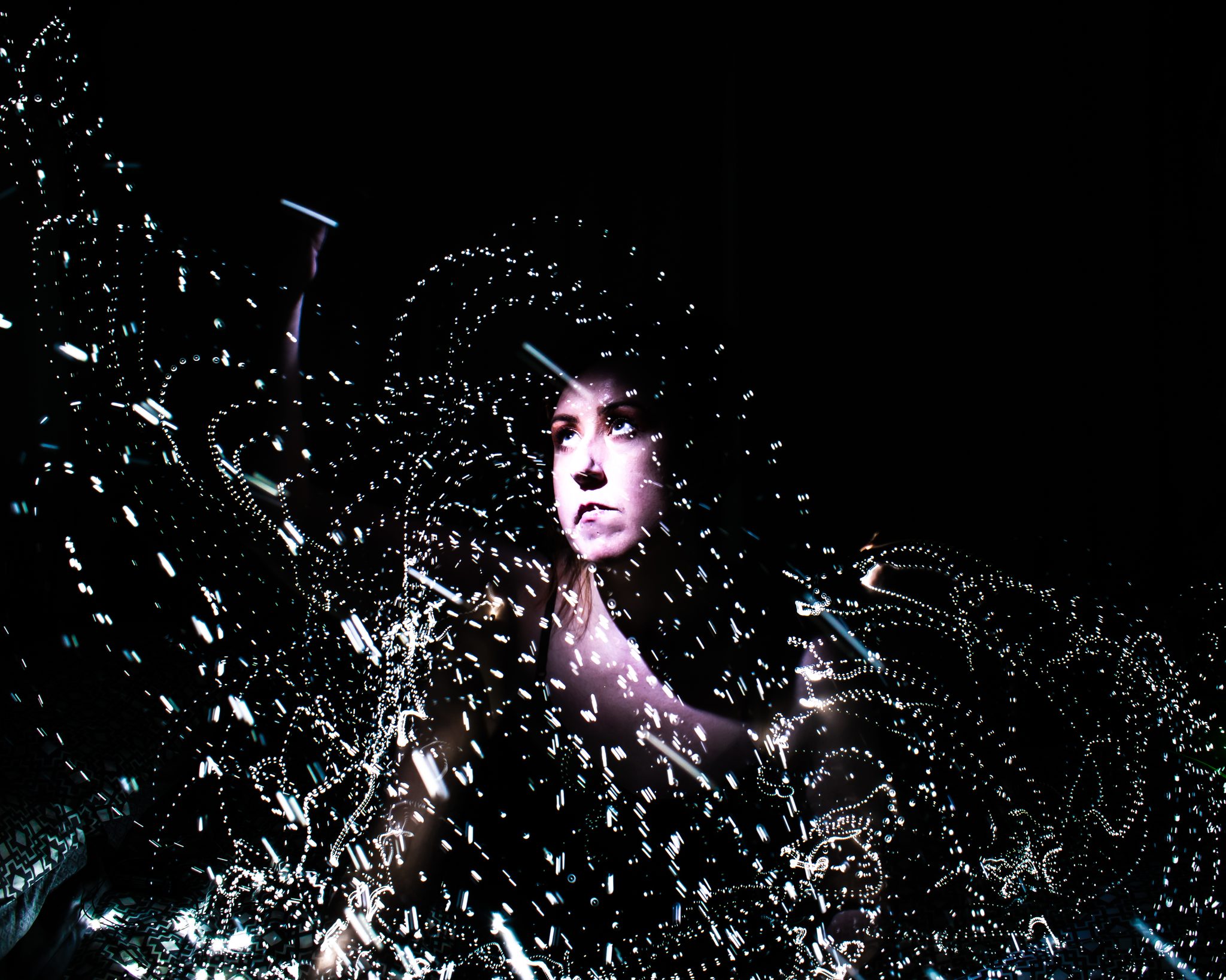 Self portrait with light painting. Portrait photograph by Ciara Sheridan, finalist in the Shoot The Frame Portrait photography award, March 2022