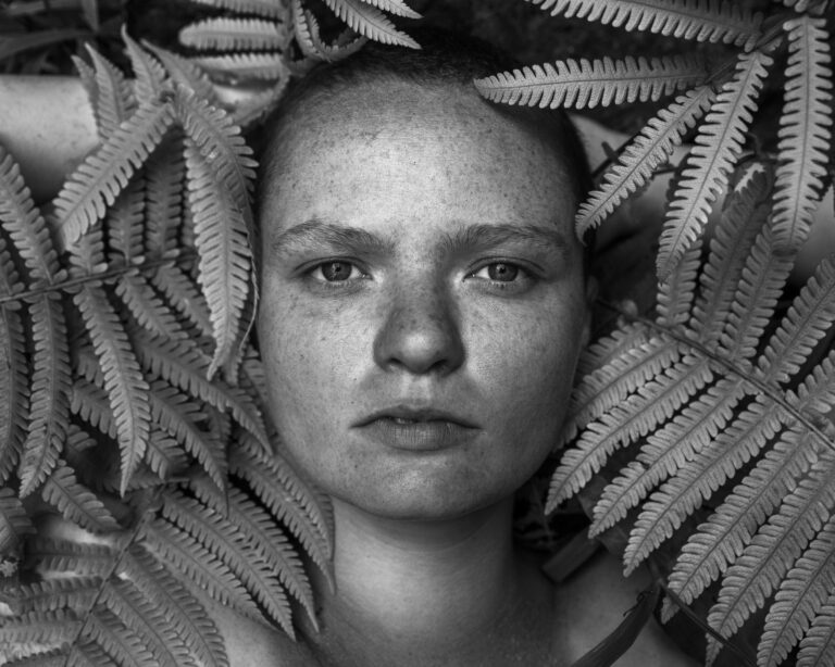 Woman of the Ferns. Portrait photograph by Michael Potts, finalist in the Shoot The Frame Portrait photography award, August 2022