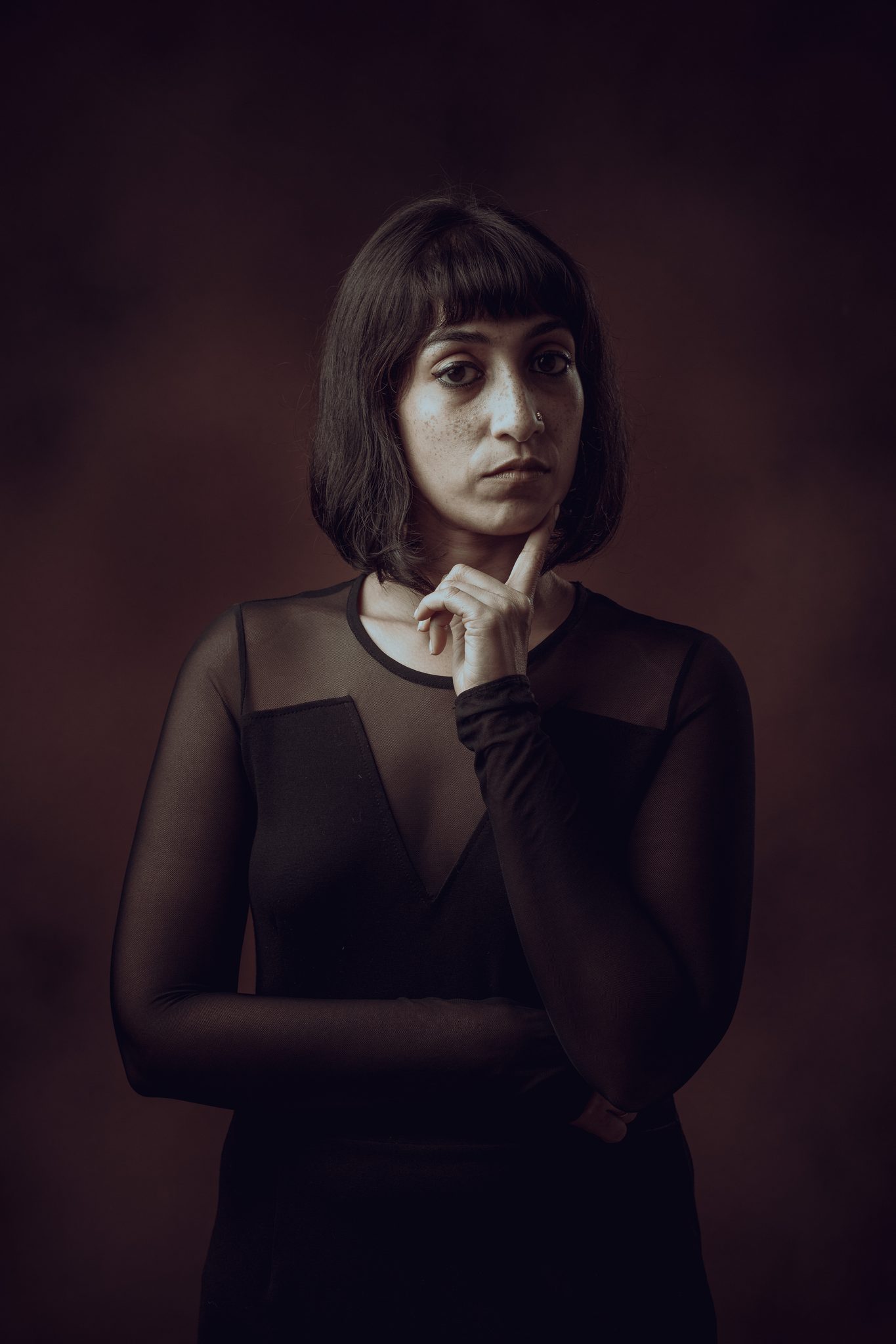 Portrait of Rency, Bengaluru, Karnataka, India. Portrait photograph by Anbujawahar R, finalist in the Shoot The Frame Portrait photography award, August 2023