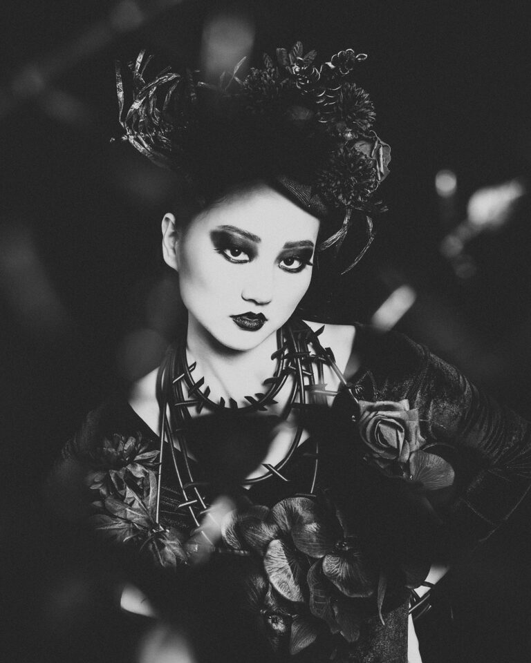 Wai Lei from The Black Dahlia Series, England, UK. Portrait photograph by Tim Copsey, finalist in the Shoot The Frame Portrait photography award, September 2023