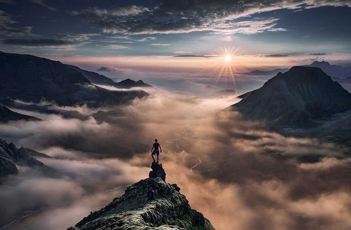 Man, top, peak, view. Landscape photograph by Max Rive, winner of the Shoot The Frame Landscape photography award, September 2013