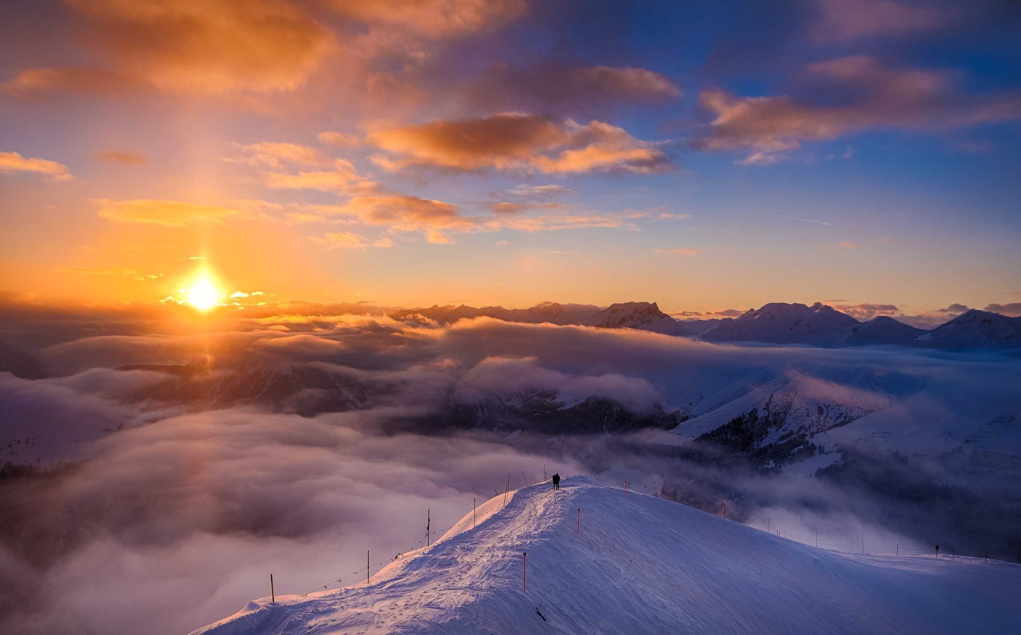 Sun, light, rays, mountain. Landscape photograph by Curdin Wüthrich, finalist in the Shoot The Frame Landscape photography award, April 2015