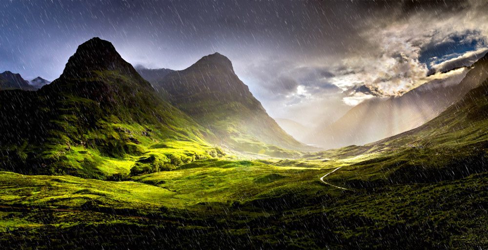Rain, grass, hills, clouds. Landscape photograph by Malcolm Gamble, winner of the Shoot The Frame Landscape photography award, July 2018