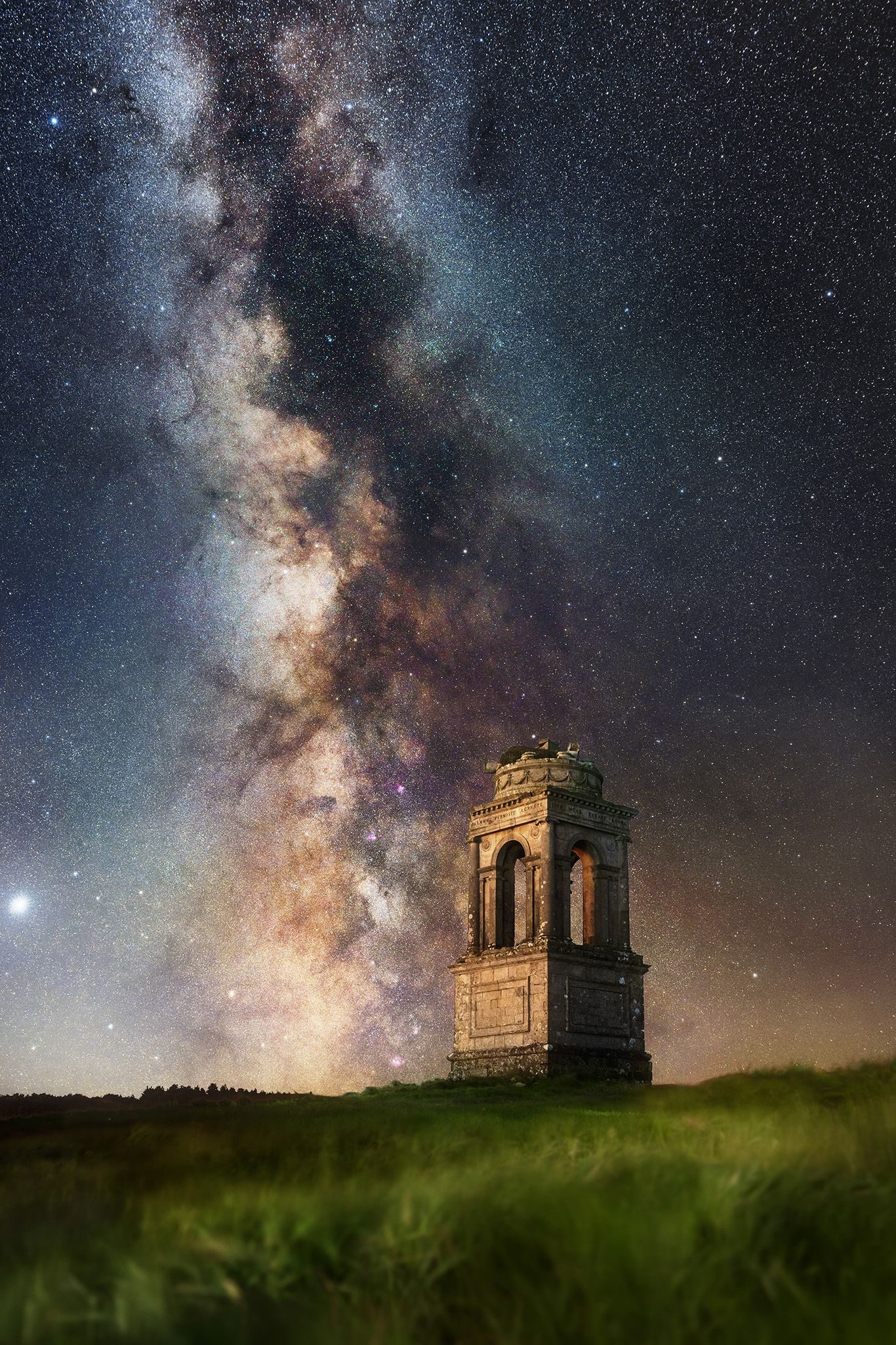 Mausoleum at Downhill Demesne and Milky Way, Downhill, Coleraine BT51 4RP, UK. Landscape photograph by Patryk Sadowski, finalist in the Shoot The Frame Landscape photography award, April 2021