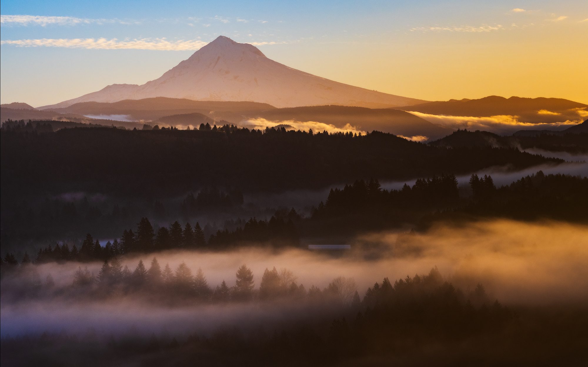 Jonsrud Sunrise, Sandy, OR, USA. Landscape photograph by Patrick Campbell, finalist in the Shoot The Frame Landscape photography award, January 2023