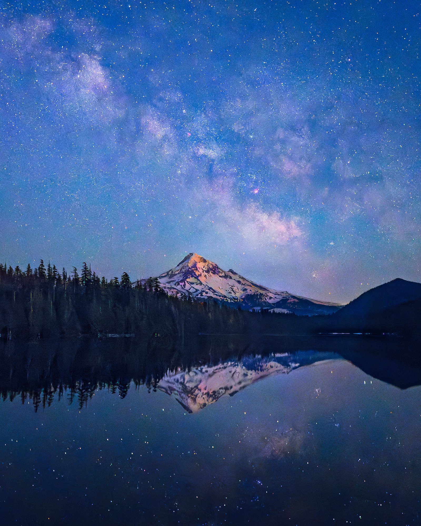The Milky Way Over Lost Lake, Lost Lake Resort, OR 97014, USA. Landscape photograph by Patrick Campbell, finalist in the Shoot The Frame Landscape photography award, May 2023