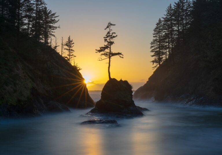 Sunset at Deadman's Cove, Ilwaco, WA 98624, USA. Landscape photograph by Patrick Campbell, winner of the Shoot The Frame Landscape photography award, May 2024