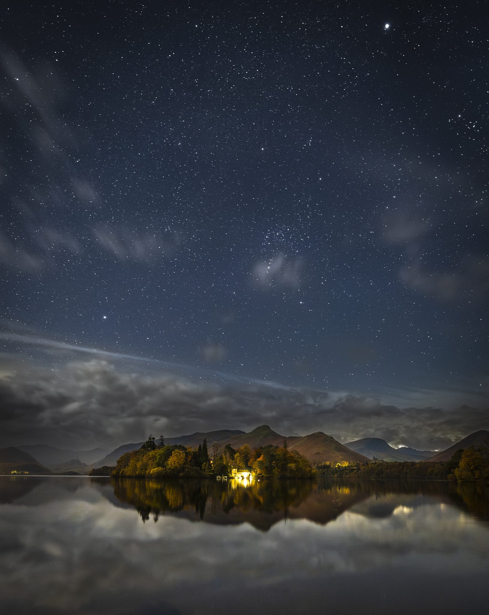 Sky Full Of Stars, Derwentwater, Lake District, UK. Landscape photograph by Mark Hetherington, finalist in the Shoot The Frame Landscape photography award, October 2024